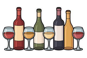 Different Types of Wine Bottles and Glasses