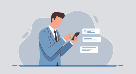 a man in a suit is using his phone