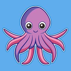 cartoon, vector, animal, illustration, bird, cute, owl, design, art, octopus, funny, symbol, character, icon, eyes, monster, comic, fun, sea, smile, happy, drawing, blue, face, skull
