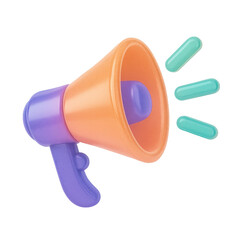 3D Cartoon Megaphone: Communication, Announcement Icon