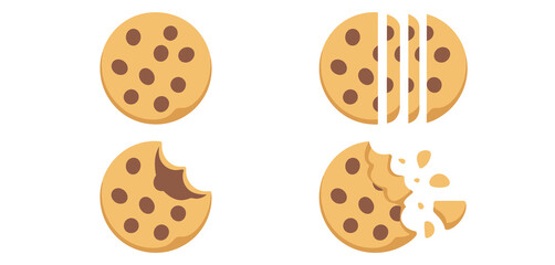 Chocolate Chip Cookie Stages - Whole, Sliced, Broken