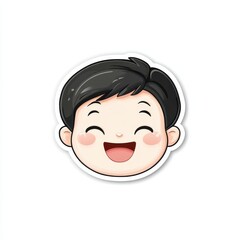 Cheerful cartoon boy with a beaming smile and dark hair, perfect for children’s themes, educational materials, or fun illustrations in various designs