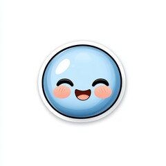Cute Blue Smiling Bubble Character with Blush Cheeks Perfect for Playful Designs and Colorful Illustrations in Various Creative Projects