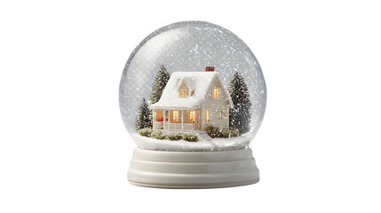 A crystal snow globe with house