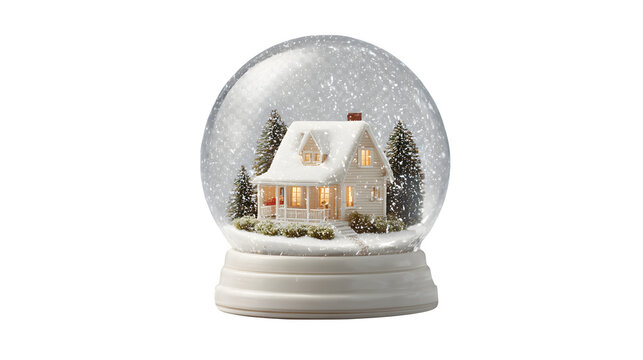 A crystal snow globe with house - Powered by Adobe
