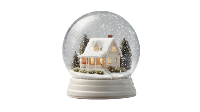 A crystal snow globe with house - Powered by Adobe