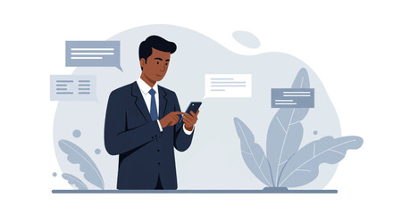 a man in a suit is using his phone