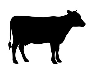 Minimalist Black Silhouette Of A Standing Cow, A Cow logo, Logo for Branding, Farm Animal
