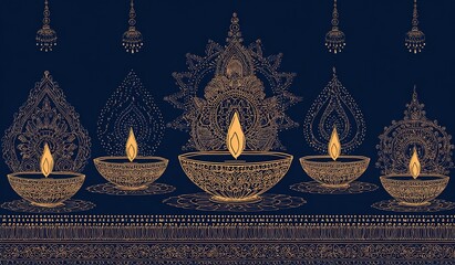 candles hinduism india festival light. diwali vector line art background. High quality