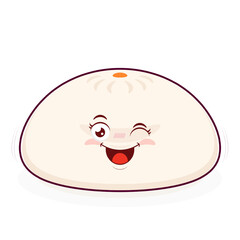 steamed buns playful face cartoon cute