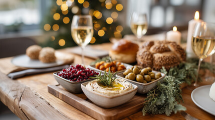 Thanksgiving feast preparation featuring gourmet food spread and celebratory atmosphere