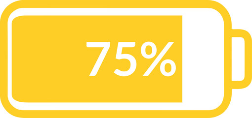Battery Icon – 75% Charge – High Battery Status in Yellow