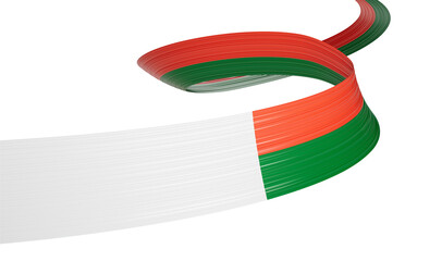 3d Flag Of Madagascar 3d Wavy Shiny Madagascar Ribbon Isolated On White Background 3d Illustration