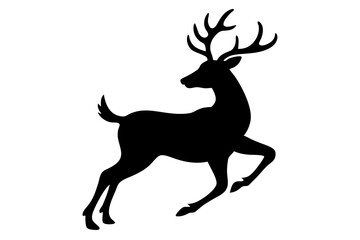 Obraz premium Running Deer Silhouette – Minimalist Black and White Vector Illustration
