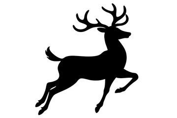 Obraz premium Running Deer Silhouette – Minimalist Black and White Vector Illustration