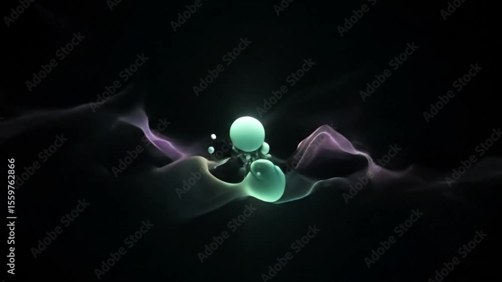 Poster mesmerizing abstract fluid motion with organic shapes and vibrant colors. dynamic glowing particles 