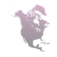 Map of North America, sign silhouette. World Map Globe. Vector Illustration isolated on transparent background. American continent.