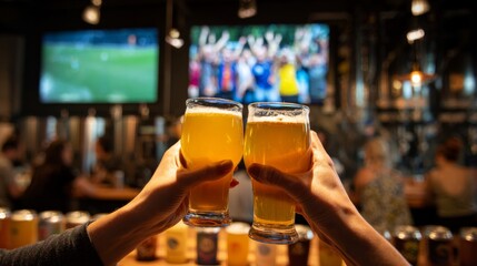 Beer in the bar is a happy moment