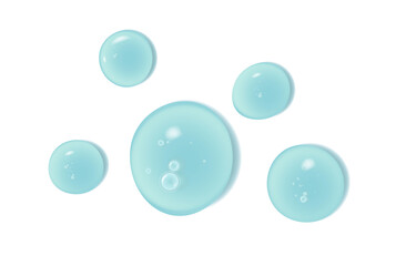 Gel serum texture. Clear skin care liquid drops. Cosmetic product examples.