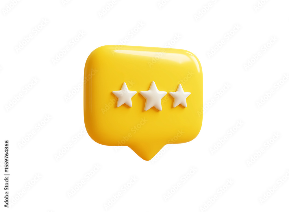Fototapete 3d realistic five-star review icon, one of yellow color isolated on a transparent background in png 