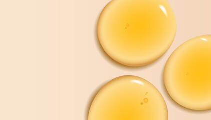 Gel serum texture. Clear skin care liquid drops. Cosmetic product examples.
