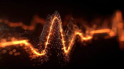 Abstract Light Waveform with Glowing Particles