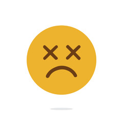 Obraz premium Simple sad face emoji vector icon.