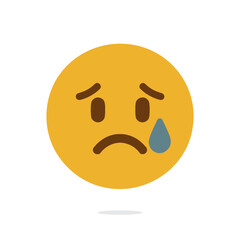 Fototapeta premium A yellow emoji with a sad expression and a tear.