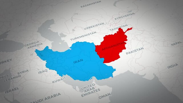  Iran&ndash;Afghanistan Map Animation &ndash; Border Region and Geopolitical Overview.
