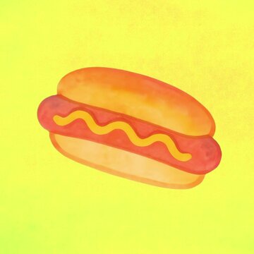 Colorful hot dog illustration animation isolated asset, transparent 4K video, alpha channel, ProRes 4444