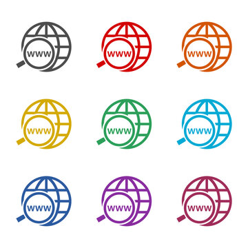 Domain Name Registration icon isolated on white background. Set icons colorful