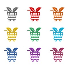 Eco shopping  icon isolated on white background. Set icons colorful