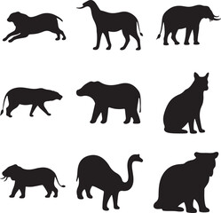 Fototapeta premium World animal day set silhouette vector icon isolated on white background 