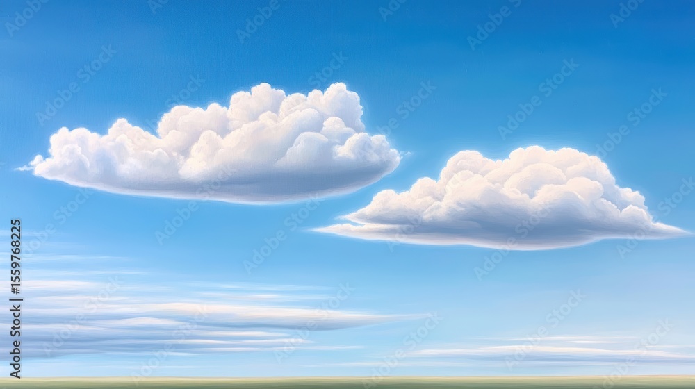 Aufkleber harmonious sky with equal parts clouds and blue, creating a sense of visual peace.