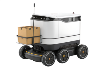 Delivery robot 3d illustration isolated on transparent or white background  PNG.