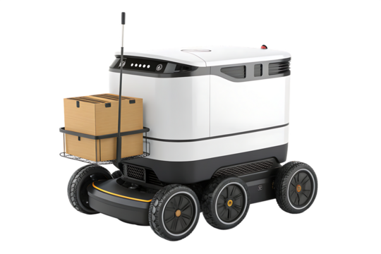 Delivery robot 3d illustration isolated on transparent or white background  PNG.