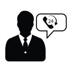 24 hour customer support operator icon. vector illustration