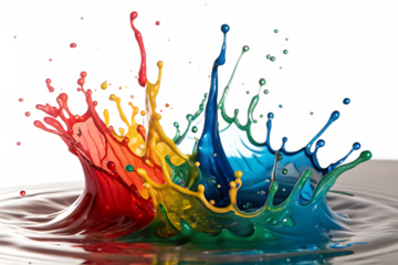 Vibrant splash of colorful liquid paint creating an abstract art piece on a transparent background. Pro PNG Make by AI