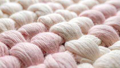 Neutral abstract textile surface, close-up of soft woven texture, pastel beige and pink threads