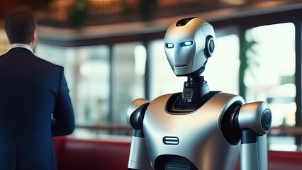 Robot android businessman future artificial intelligence human technology