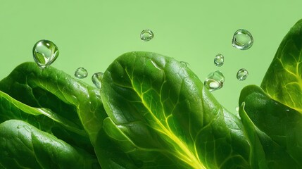 Fresh green salad leaves closeup nature food photography vibrant environment macro view