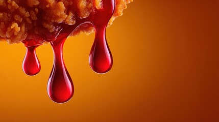 Sauce dripping elegantly kitchen table close-up image warm lighting artistic concept
