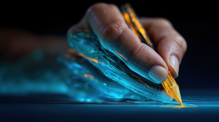 Innovative handwriting and creative writing process in digital art office space