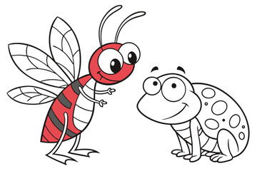 Insect & Frog Cartoon Outlines – Easy to Color