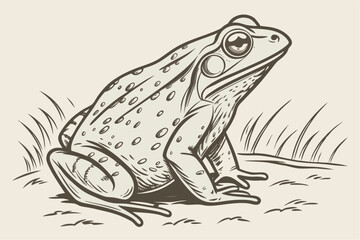 Naklejka premium Vintage Frog Illustration – Pencil Style Drawing