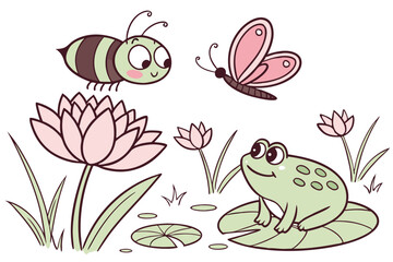 Cute Critters Coloring Set – Bee, Frog & Butterfly