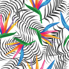Floral seamless pattern with leaves. tropical background	
