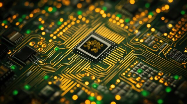 Detailed Close-Up of Computer Circuit Board