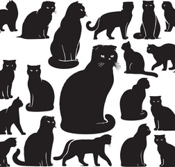 Scottish Fold Cat Vector in black and white