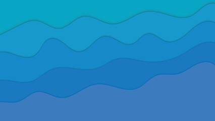 An abstract background featuring overlapping wavy layers in various shades of blue, creating a calm, aquatic, and flowing visual.